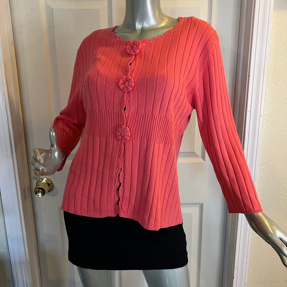 Salmon/Tangerine colored Super Cute Sweater Top by KB Collections, size Large